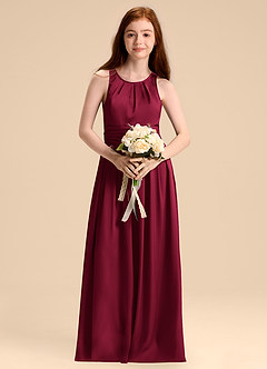 Azazie Bibiane Junior Klä av A-Line i Stretch Satin Plisserad image4