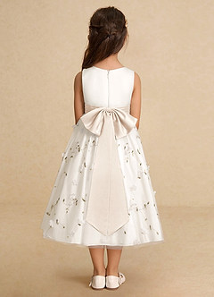Azazie Pollie Flower Girl Dresses Ivory White Alabaster A-Line Bow Tulle Dress image6
