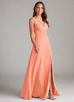 Azazie Nelly Bridesmaid Dresses Sunset A-Line Pleated Chiffon Dress image3