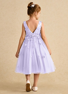 Azazie Lana Flower Girl Dresses Lilac A-Line Sleeveless Matte Satin Dress image2