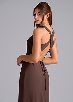 Azazie Evadne Bridesmaid Dresses Ganache Sheath Pleated Chiffon Dress image8