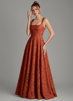 Azazie Azaria Bridesmaid Dresses Auburn A-Line Corset Floral Burnout Dress image3