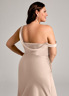 Azazie Madelyn Robes de demoiselle d'honneur Robe Sirène Convertible en Satin extensible Asymétrique Rose Anglais image13