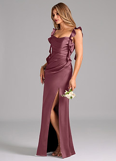 Azazie Jessamine Bridesmaid Dresses Desert Rose Sheath Corset Stretch Satin Dress image5