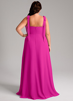 Azazie Debra Vestidos de damas de honor Vestido de Fucsia de Gasa de Corte en A Convertible con Con bolsillos image9
