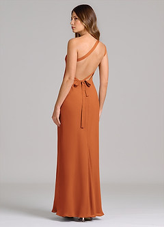 Azazie Monroe Suknie dla druhen Osłona Jedno ramię Szyfon Do ziemi Sukienka image2