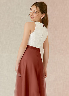 Azazie Albertine Junior Auburn A-Line Lace Chiffon Dress image6