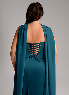 Azazie Sorrel Robes de demoiselle d'honneur Robe Sirène Convertible en Satin extensible Sans bretelle Bleu Encre image11