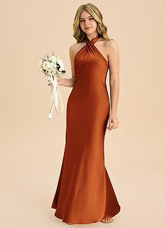 Azazie Chickie Junior Etui Plissee Stretch-Satin Kleid Kanel image4