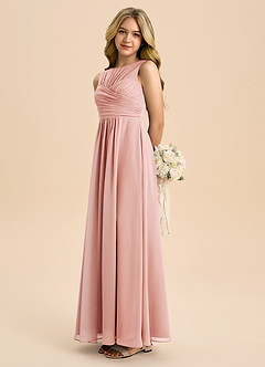 Azazie Skyla Junior Rosette A-Line Pleated Chiffon Dress image1