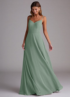 Azazie Marley Vestidos de damas de honor Vestido de Salvia Plateada de Gasa de Corte en A Convertible con Vestidos sin tirantes image5