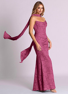 Azazie Sorrel Bridesmaid Dresses Mulberry Mermaid Corset Floral Burnout Convertible Dress image4