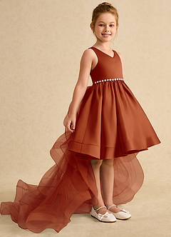 Azazie Julietta Flower Girl Dresses Paprika Ball-Gown Convertible Tulle Dress image3