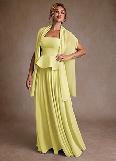 Azazie Josabeth Mother of the Bride Dresses Lemon Sorbet A-Line Pleated Chiffon Dress image2