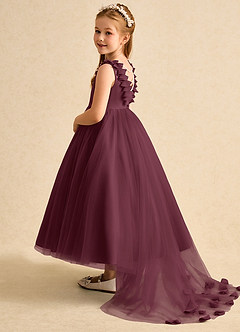 Azazie Lorita Flower Girl Dresses Cabernet A-Line Beaded Tulle Dress image3