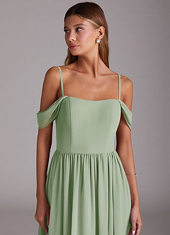 Azazie Calianna Bridesmaid Dresses Dusty Sage A-Line Off the Shoulder Chiffon Convertible Dress image7