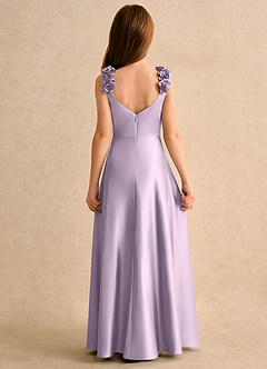 Azazie Rosita Girls Formal Flower Girl Dresses Frosted Lilac A-Line Pleated Matte Satin Dress image4