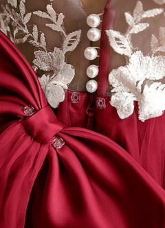 Azazie Mixie vestidos de niña de las flores Vestido de Escarlata de Encaje de Corte Princesa image8