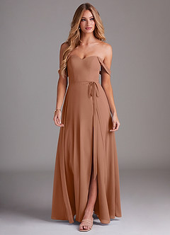 Azazie Aaron Final Sale Blushing Pink A-Line Off the Shoulder Chiffon Convertible Dress image4