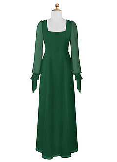 Azazie Leonia Junior Dark Green A-Line with Pockets Chiffon Dress image7