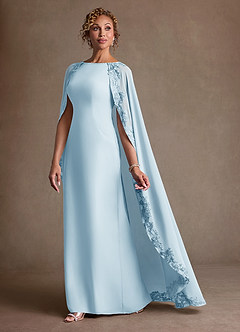 Azazie Artemisia vestidos de madre de la novia Vestido de Azul Cielo de Gasa de Corte Recto con Encaje image4