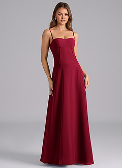 Azazie Valentine Bridesmaid Dresses Burgundy A-Line Corset Chiffon Dress image1