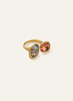 front Open Toi et Moi Bezel Gemstone Ring