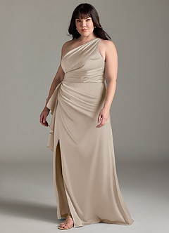 Azazie Maive Brautjungfernkleider Etui Gestreift Stretch-Satin Kleid Frost image9