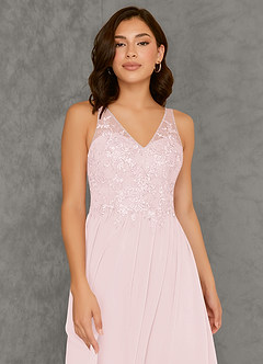Azazie Amy Bridesmaid Dresses A-Line Lace Chiffon Floor-Length Dress image4