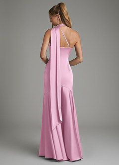 Azazie Amara Bridesmaid Dresses Candy Pink Mermaid One Shoulder Stretch Satin Dress image2