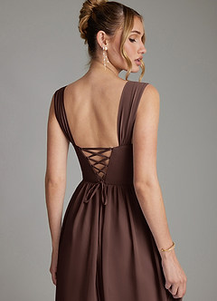 Azazie Caterina Bridesmaid Dresses Ganache A-Line Corset Chiffon Dress image2