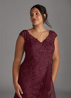 Azazie Melena Mother of the Bride Dresses Cabernet Mermaid Lace Tulle Dress image12