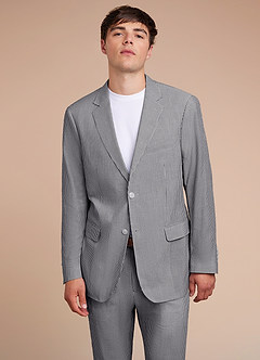 front Gavin Grey Striped Seersucker Suit Jacket