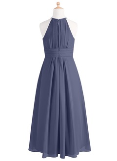 Azazie Bonnie Junior Stormy A-Line Pleated Chiffon Dress image6