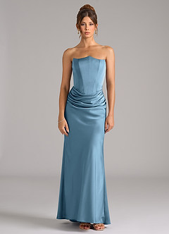 Azazie Debby Bridesmaid Dresses Steel Blue Mermaid Strapless Stretch Satin Convertible Dress image5