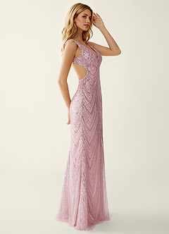 Hazelen Pink Sequin Embroidery Beading Tulle Off-the-Shoulder Prom Dress image1