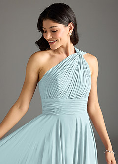 Azazie Charlize Brautjungfernkleider A-Linie One-Shoulder Chiffon Kleid Nebel image12