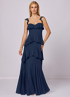 Barbie ♥ Azazie Bridesmaid Dresses Dark Navy A-Line Sweetheart Neckline Chiffon Dress image3