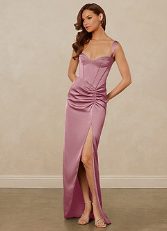 Christian Siriano Bridal for Azazie 1017 Final Sale Vintage Mauve Sheath Sweetheart Neckline Stretch Satin Dress image3