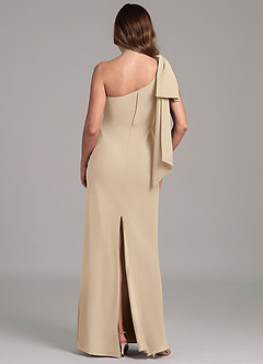 Azazie Capri Robes de demoiselle d'honneur Robe Trapèze en Mousseline de soie Une épaule Champagne image2