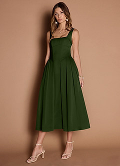 Eirlys Olive Green Midi Dress