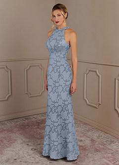 Azazie Tyra vestidos de madre de la novia Vestido de Azul Polvoriento de Devorado Floral de Sirena image2