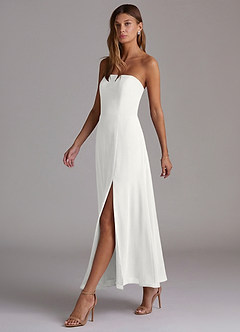 Azazie Wren Bridesmaid Dresses White A-Line Strapless Chiffon Dress image3