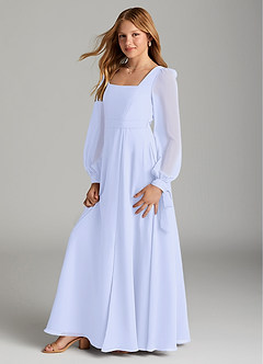 Azazie Leonia Junior A-Linie mit Taschen Chiffon Kleid Lavendel image4