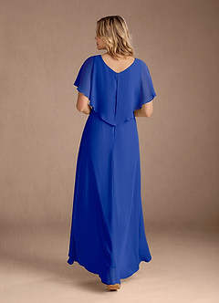 Azazie Eliza Mother of the Bride Dresses Royal Blue A-Line V-Neck Pleated Chiffon Dress image5