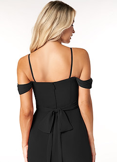 Azazie Joretta Robes de demoiselle d'honneur Robe Trapèze Convertible en Mousseline de soie Encolure en Forme de Cœur Noir image3