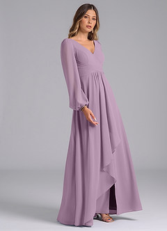 Azazie Omari Bridesmaid Dresses Wisteria A-Line Long Sleeve Chiffon Dress image5