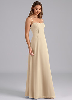 Azazie Valentine Bridesmaid Dresses Champagne A-Line Corset Chiffon Dress image5