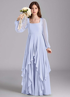 Azazie Clara Junior Abito A-Line in Chiffon Blusa Lavanda image3