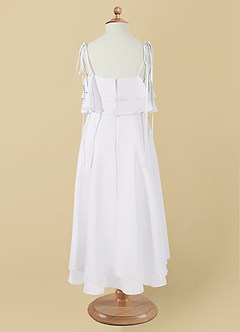 Azazie Temi Flower Girl Dresses White A-Line Spaghetti Strap Chiffon Dress image16